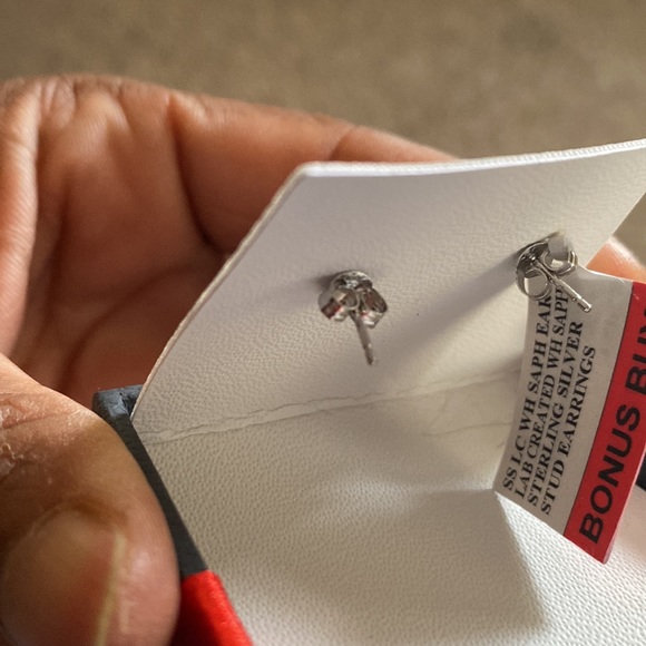 Lab Created White Sapphire Studs - Picture 2 of 3